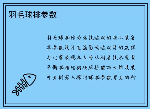 羽毛球排参数